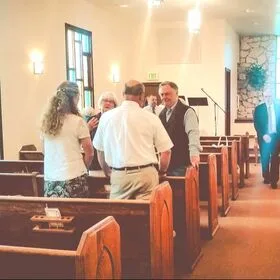Church members enjoying fellowship