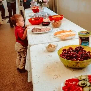 Church members sharing a meal together